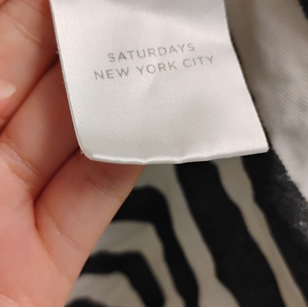 Saturdays New York City Striped Linen Cotton Short Sleeve Button Down Shirt - Picture 3 of 5